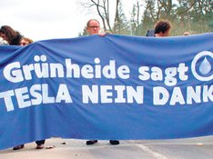 Transparent (Banner): Grünheide sagt TESLA NEIN DANKE